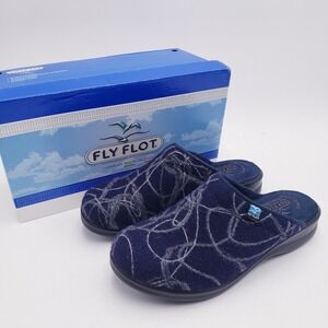 FFly Flot Swirl Clogs Blue Wool Felt Embroidered Comfort Shoes Size 39 8.5